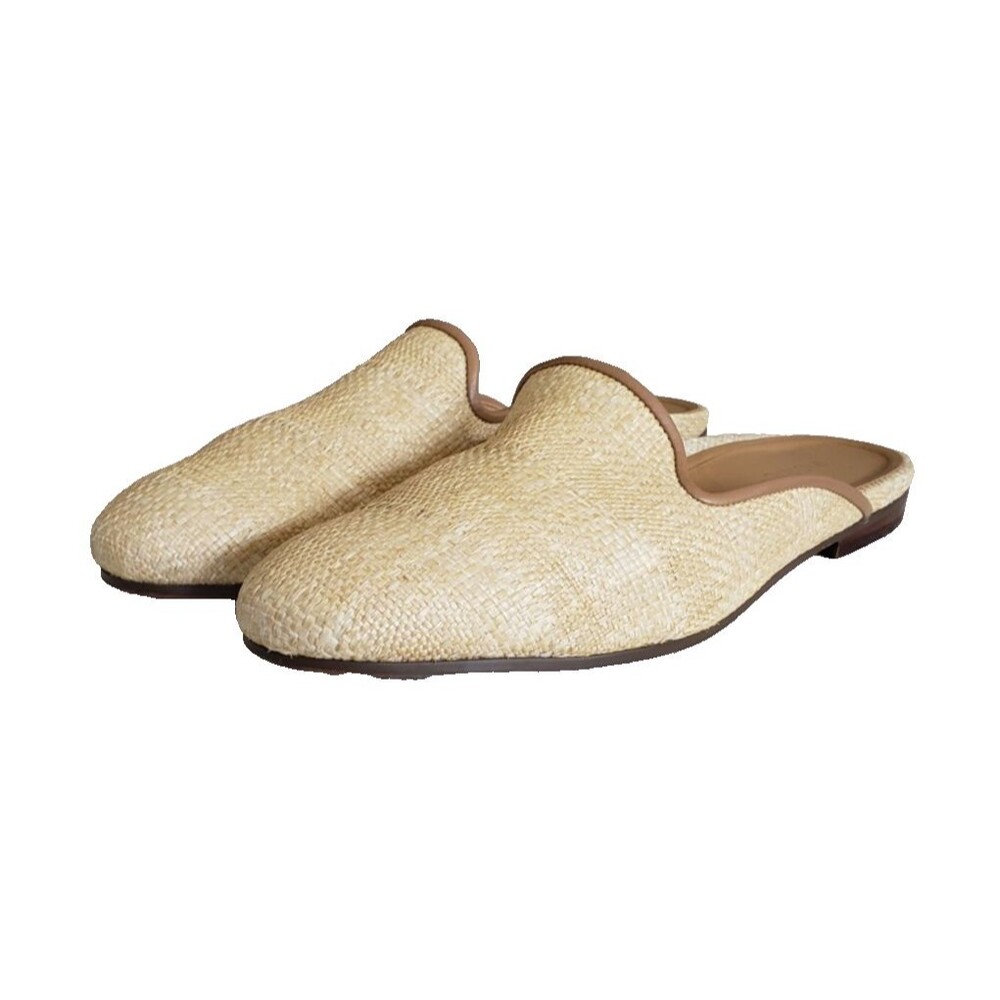 Vionic Willa Mule Raffia Slip-On Loafers Beige Women's Size 8.5